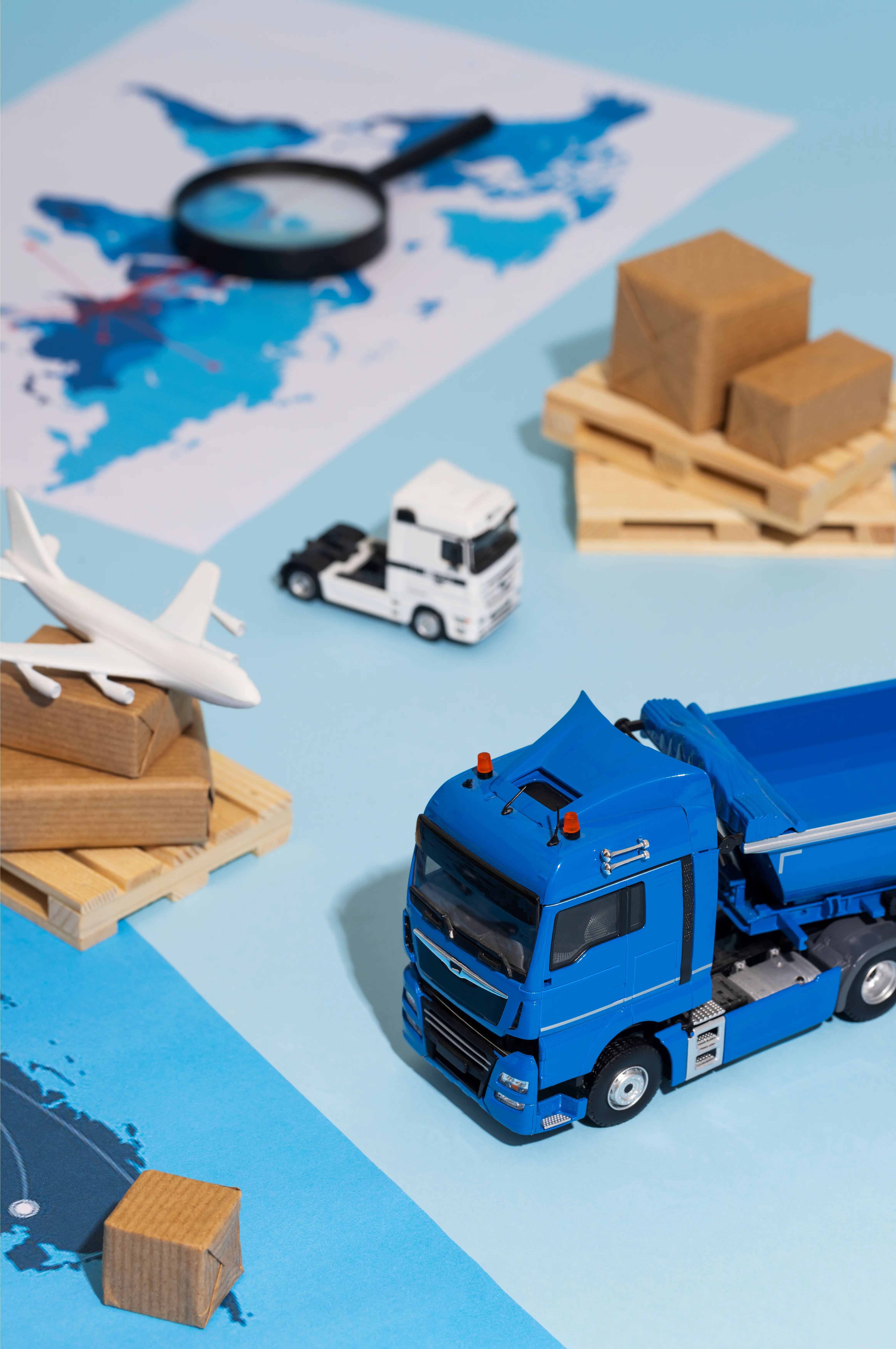 Avion de carga, camion de carga, mapas